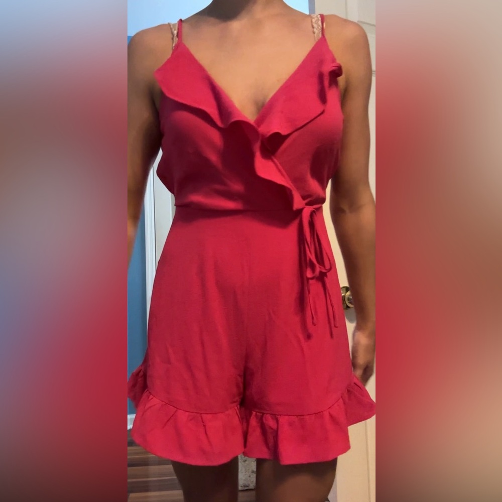 Monteau Pink Ruffle Romper - Medium